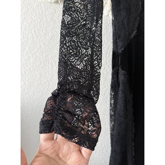 Anthropologie Black Mock Neck Lace Velvet Slip Midi Dress Witchy Whimsygoth NWT - Picture 7 of 12